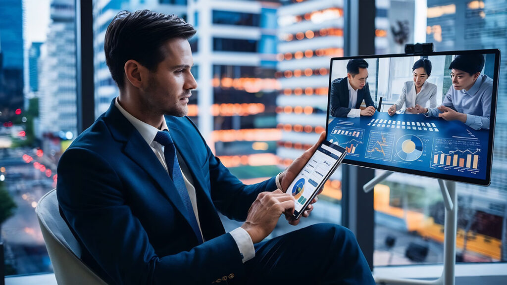 business-man-have-meeting-with-asain-colleagues-about-plan-video-conference-via-tablet